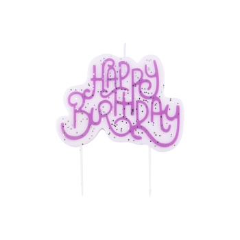 Candle Topper - Happy Birthday - Glitter Pink